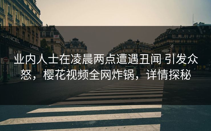 业内人士在凌晨两点遭遇丑闻 引发众怒，樱花视频全网炸锅，详情探秘