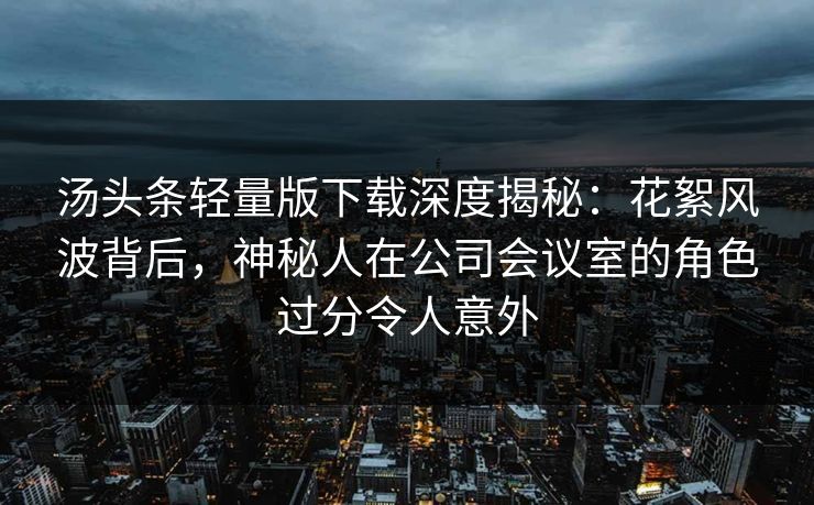 汤头条轻量版下载深度揭秘：花絮风波背后，神秘人在公司会议室的角色过分令人意外