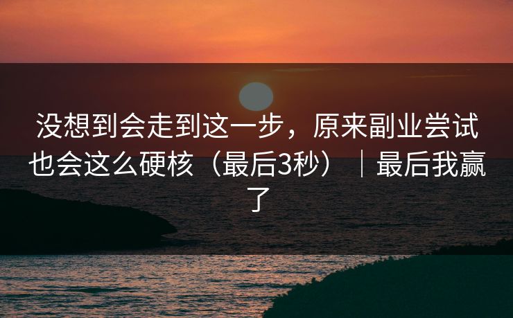 没想到会走到这一步,原来副业尝试也会这么硬核(最后3秒)|最后我赢了 没想到会走到这一步,原来副业尝试也会这么硬核(最后3秒)|最后我赢了